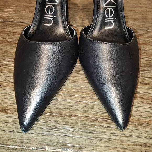 CALVIN KLEIN Women's Loden Asymmetrical Strap Dress Pumps NWOT BLACK PATENT 9.5M - Picture 5 of 12